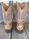 Western Boho Boot Bracelet Chain – Pearl Bead & Gold Charm Boot Jewelry (Pair)