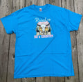 Sapphire Blue Western Graphic Tee – "Raised On 90's Country" Cow Skull Shirt (Size XL)