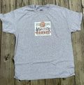 Gray Western Graphic Tee – Orange Sun Sunset Design Country Shirt (Size Large)