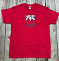 Red Western Graphic Tee – "Should've Come With A Warning" Cow Skull Shirt (Size Large)