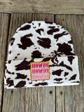 Western Animal Print Beanie with Howdy Patch – Cowgirl Winter Hat