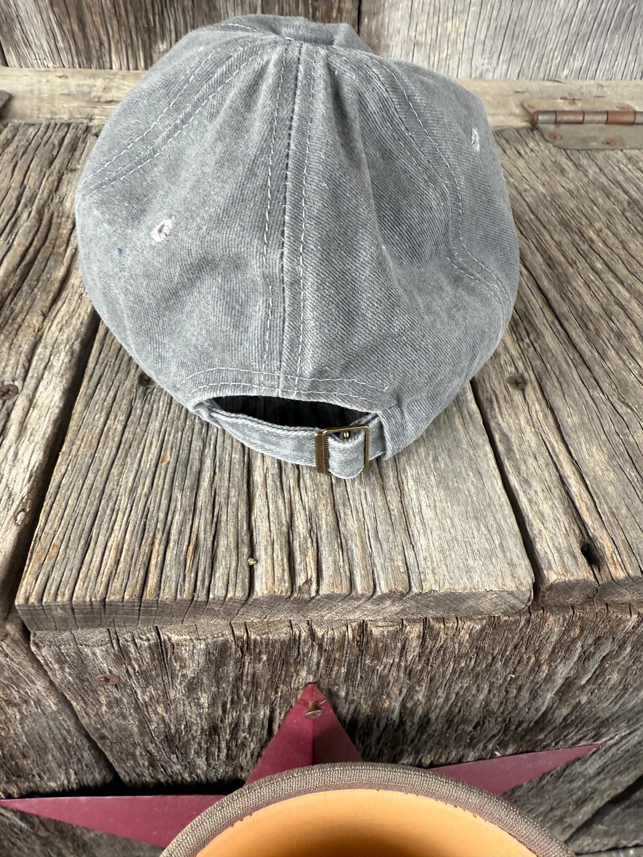 Distressed Gray Western Trucker Hat | Cheetah Faux Leather Flower, Silver Turquoise Concho & Lace Hat Band | Cowgirl Cap