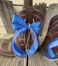 Blue & White Western Boot Bows for Youth & Short Boots (Set of 2)