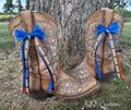 Blue & Orange Game Day Boot Bows | Football Season Cowboy Boot Accessory