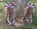 Red & White Game Day Cowboy Boot Bows | Football Season Cowboy Boot Accessories | Clip-On