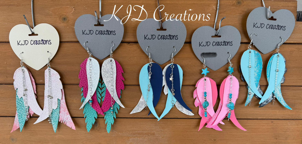 Western Boho Faux Leather Feather Dangle Earrings | Glitter & Chain Accent Statement Earrings