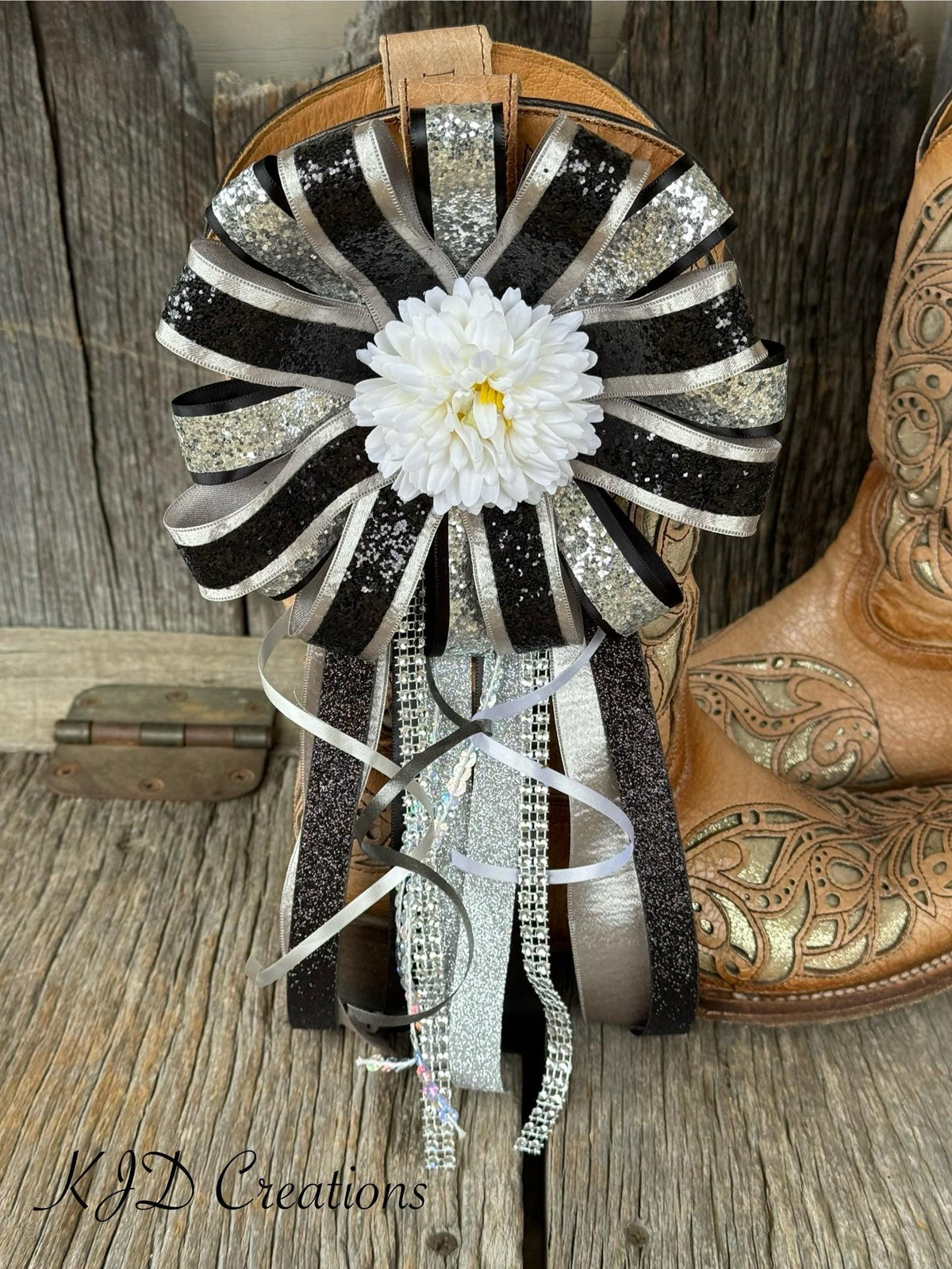 Black & Silver Glitter Mini Boot Mum – Homecoming Clip-On Boot Accessory