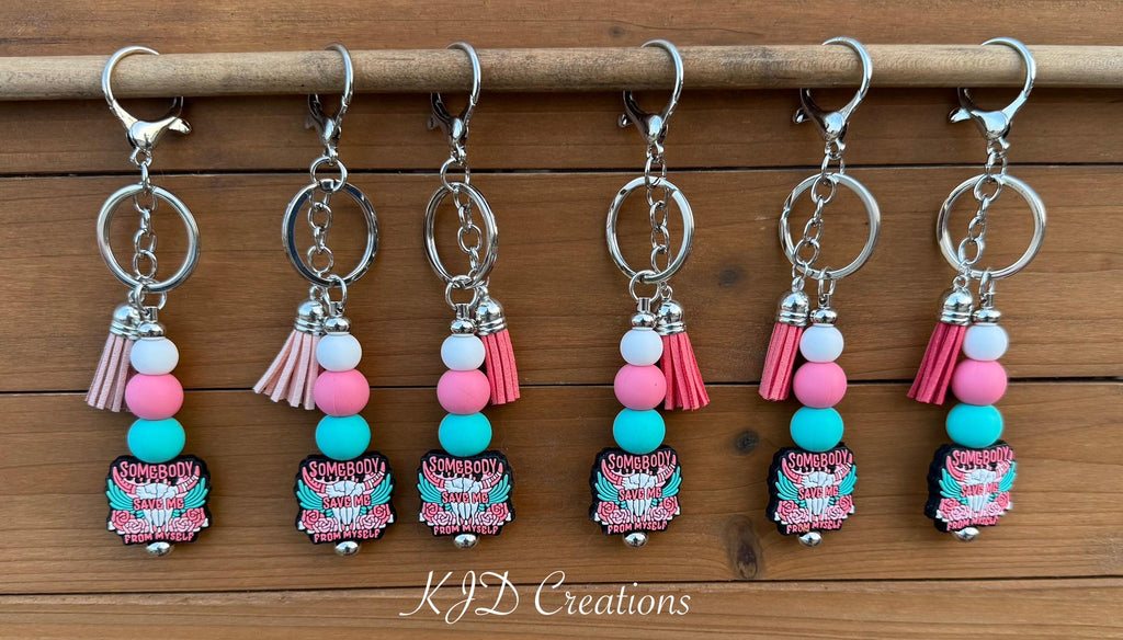 Country Music Silicone Beaded Keychain with Leather Tassel | Redemption & Resilience