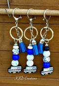 Mail Carrier Mail Truck Silicone Beaded Keychain with Leather Tassel