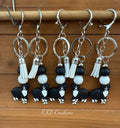 Australian Shepherd Silicone Beaded Keychain with Leather Tassel