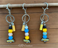 School Bus Driver Gift Silicone Beaded Faux Leather Tassel Keychain | Yellow School Bus Bag Charm