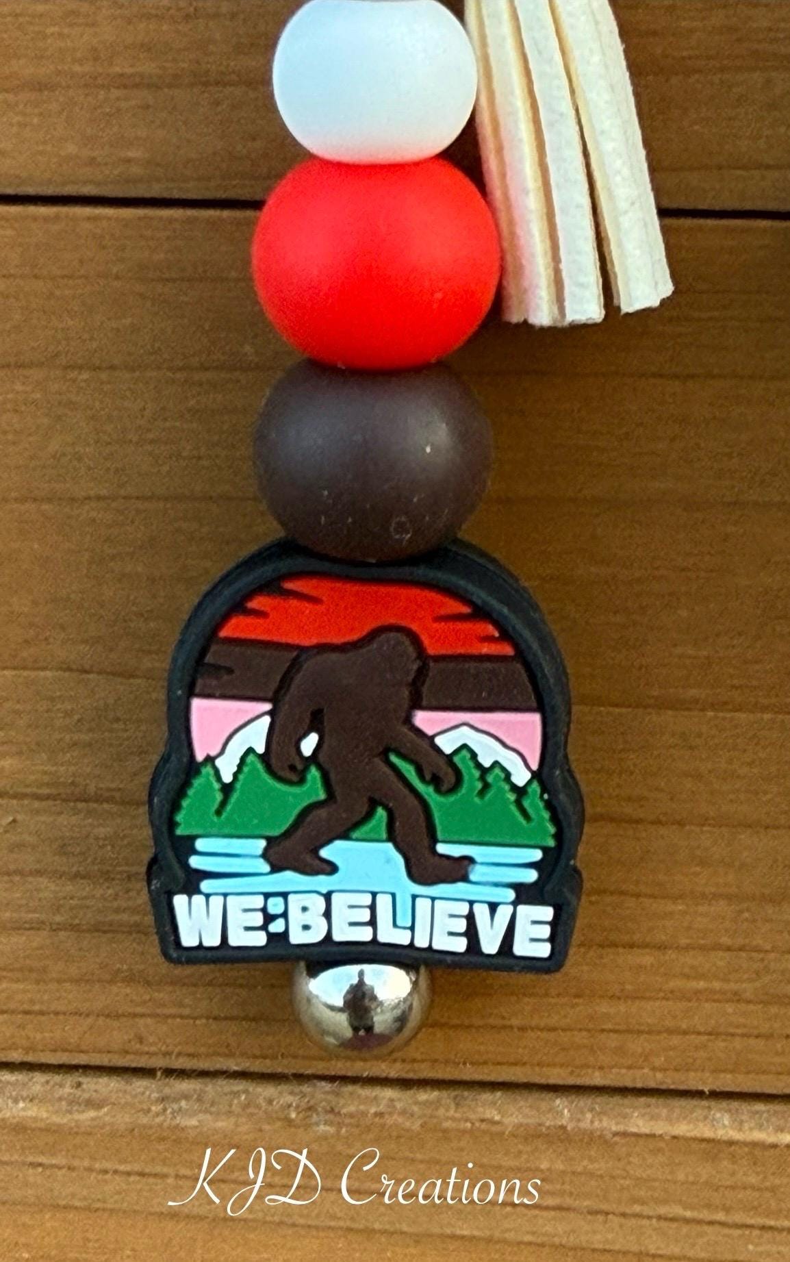 Bigfoot Sasquatch Silicone Beaded Faux Leather Tassel Keychain | We Believe | Cryptid Adventure Bag Charm