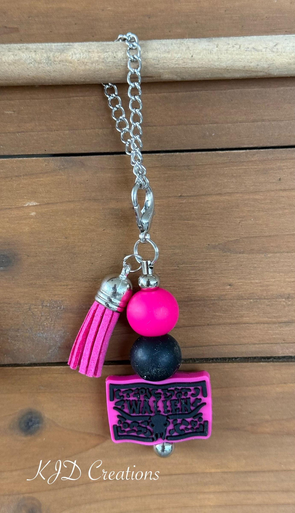 Pink black longhorn Save Me country music tumbler charm