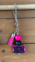 Pink black longhorn Save Me country music tumbler charm