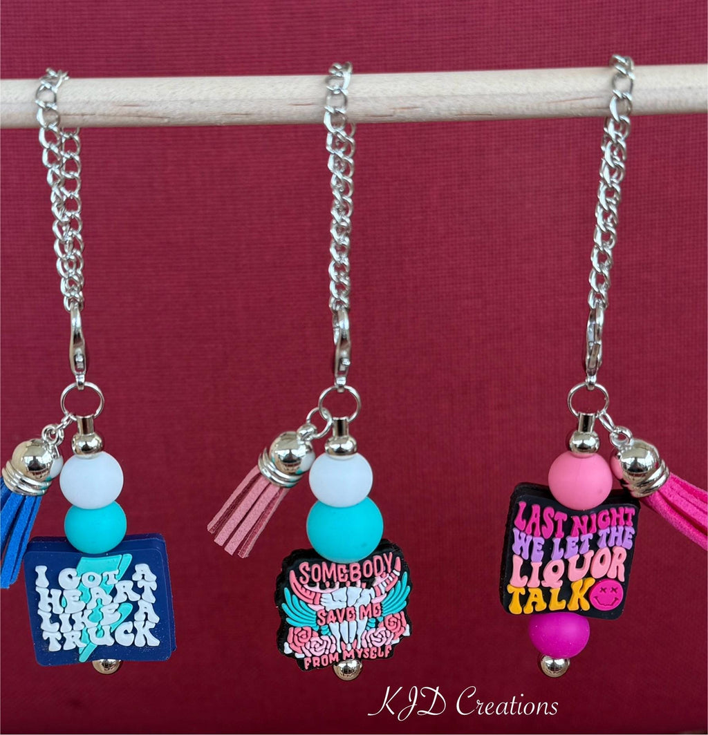 Country Music Silicone Beaded Tumbler Cup Charm | Dangle Bracelet for Your Favorite Cup | 4 Designs