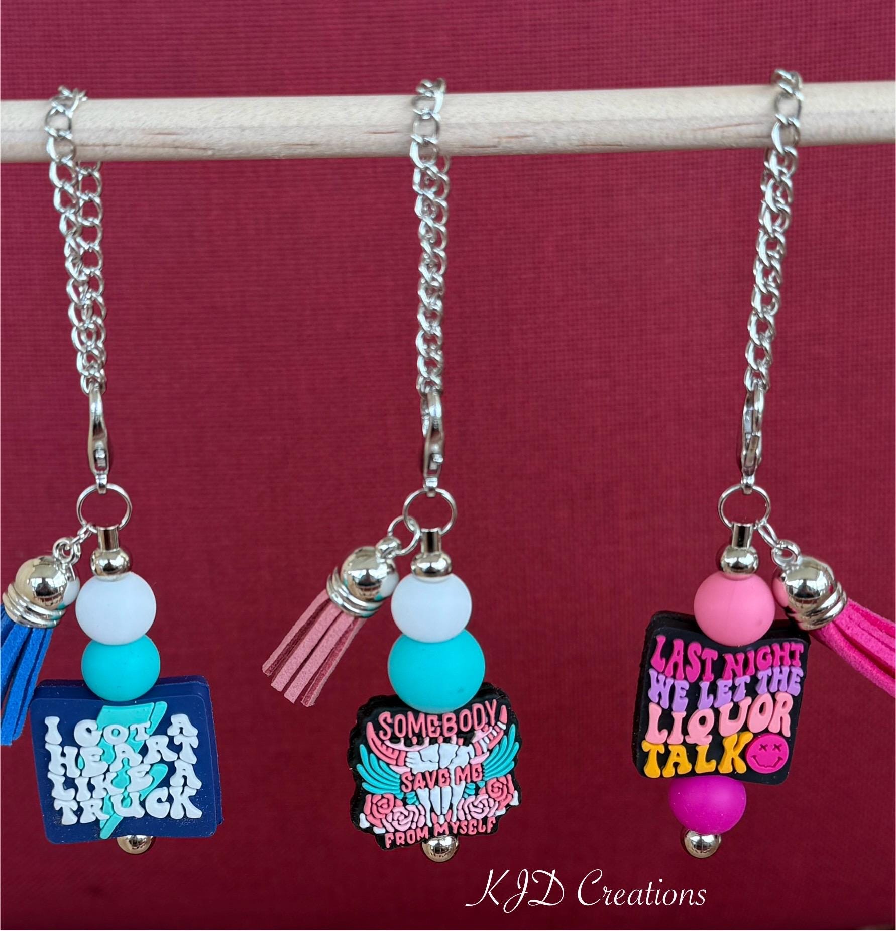 Country Music Silicone Beaded Tumbler Cup Charm | Dangle Bracelet for Your Favorite Cup | 4 Designs