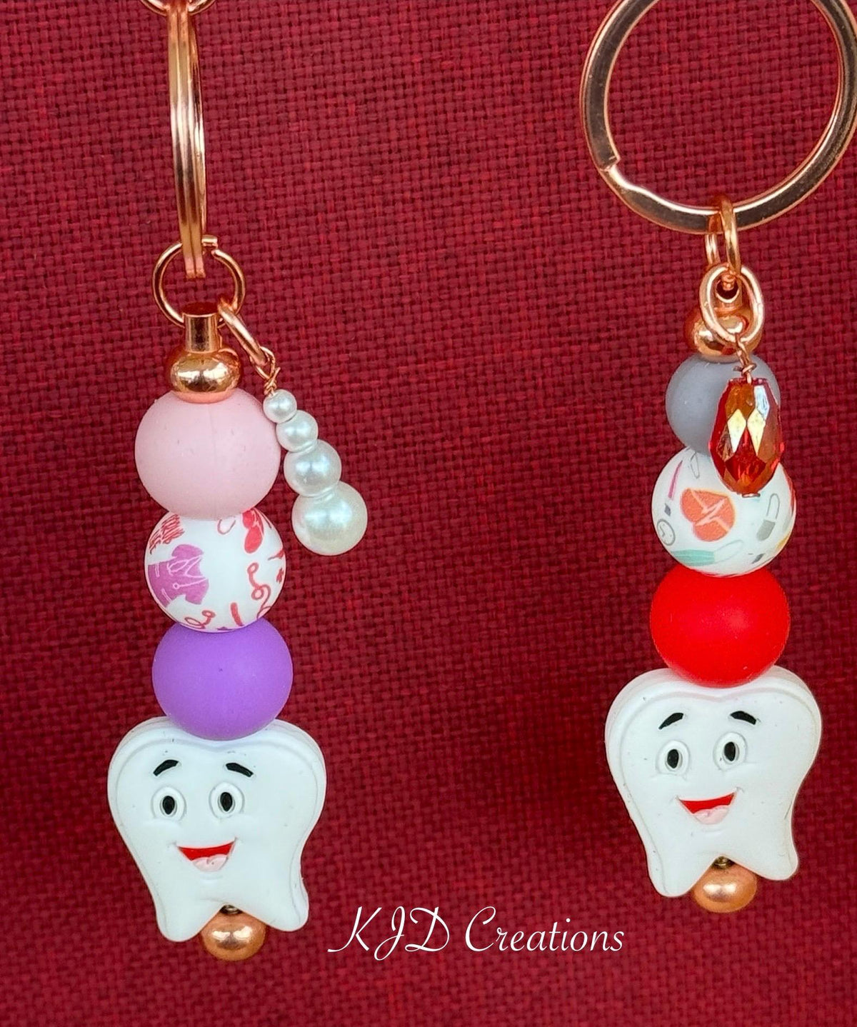 Dentist & Dental Hygienist Silicone Beaded Keychain with Leather Tassel