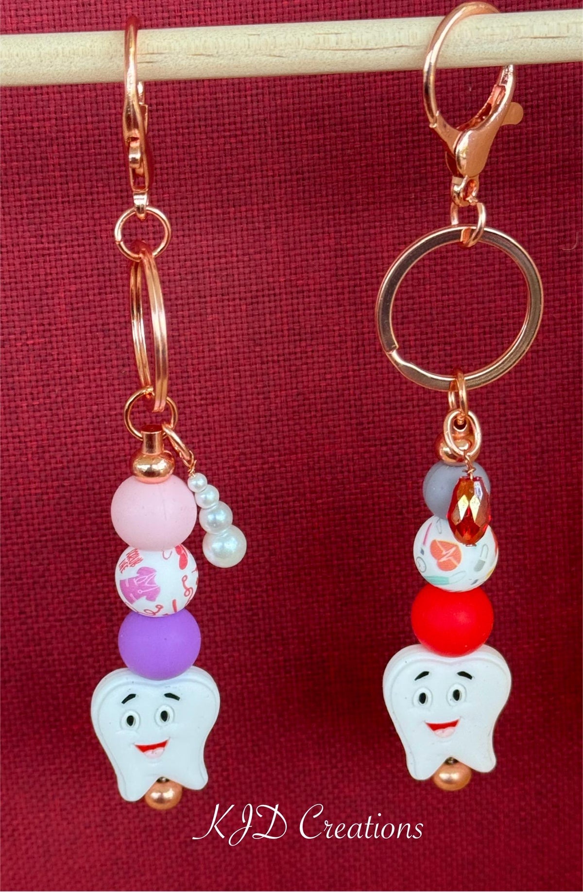 Dentist & Dental Hygienist Silicone Beaded Keychain with Leather Tassel