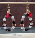 Football Gnome Silicone Beaded Wristlet Bracelet Keychain with Leather Tassel