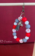 Scrub Life Silicone Beaded Wristlet Bracelet Keychain with Leather Tassel