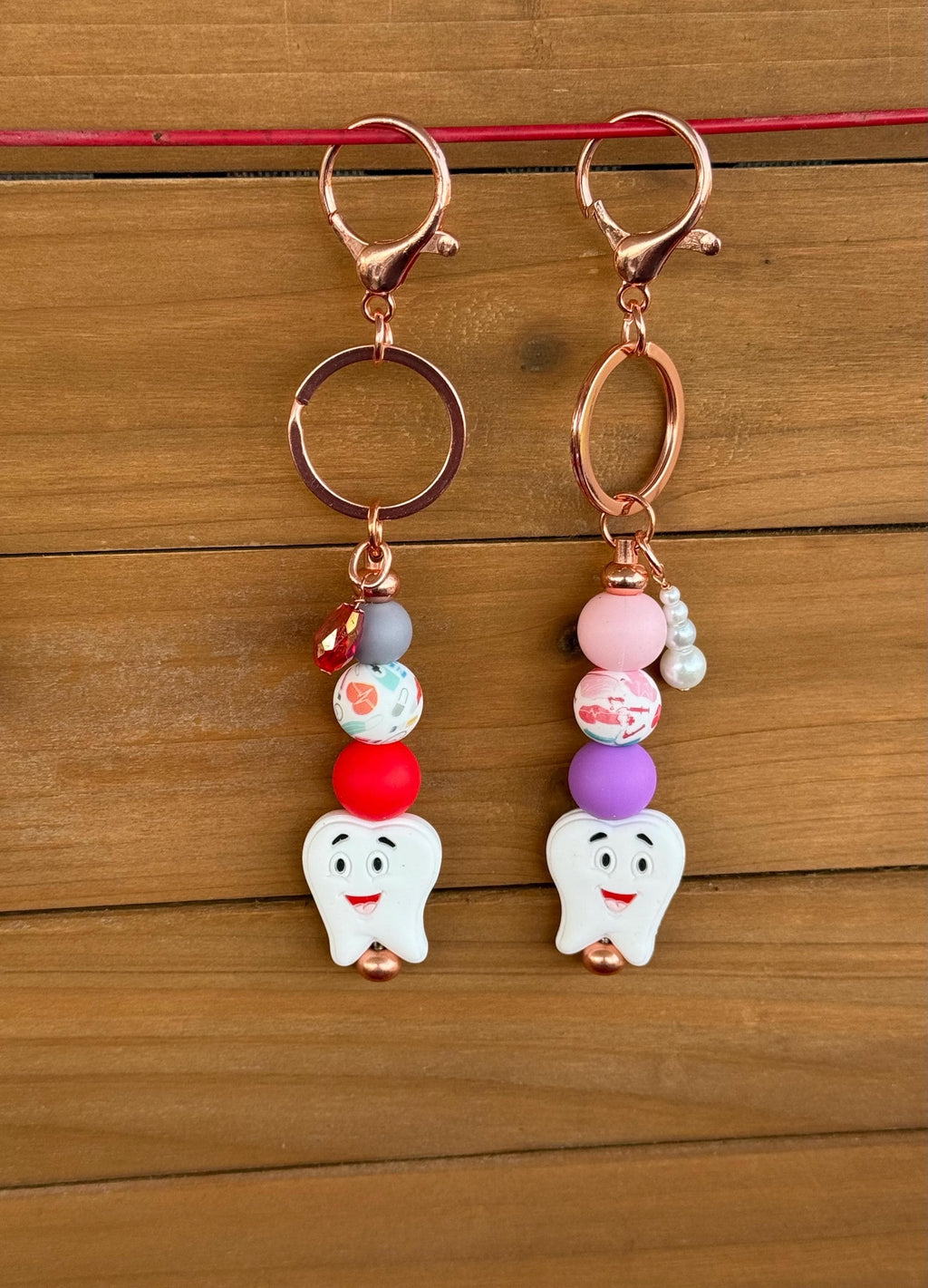 Dentist & Dental Hygienist Silicone Beaded Keychain with Leather Tassel