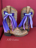 Purple Gingham Cowboy Boot Bows – Western Boot Bling Accessory for Concerts, Weddings & Game Day