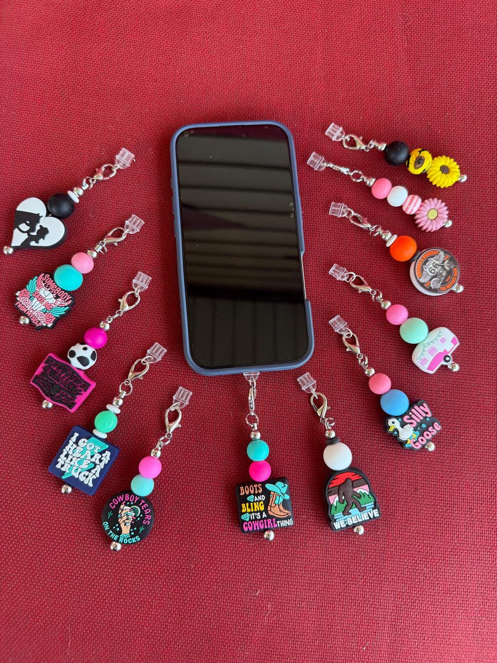 Type-C Charging Port Plug Charm – Cute Silicone Bead Dust Cover – Western, Cowgirl & Fun Styles