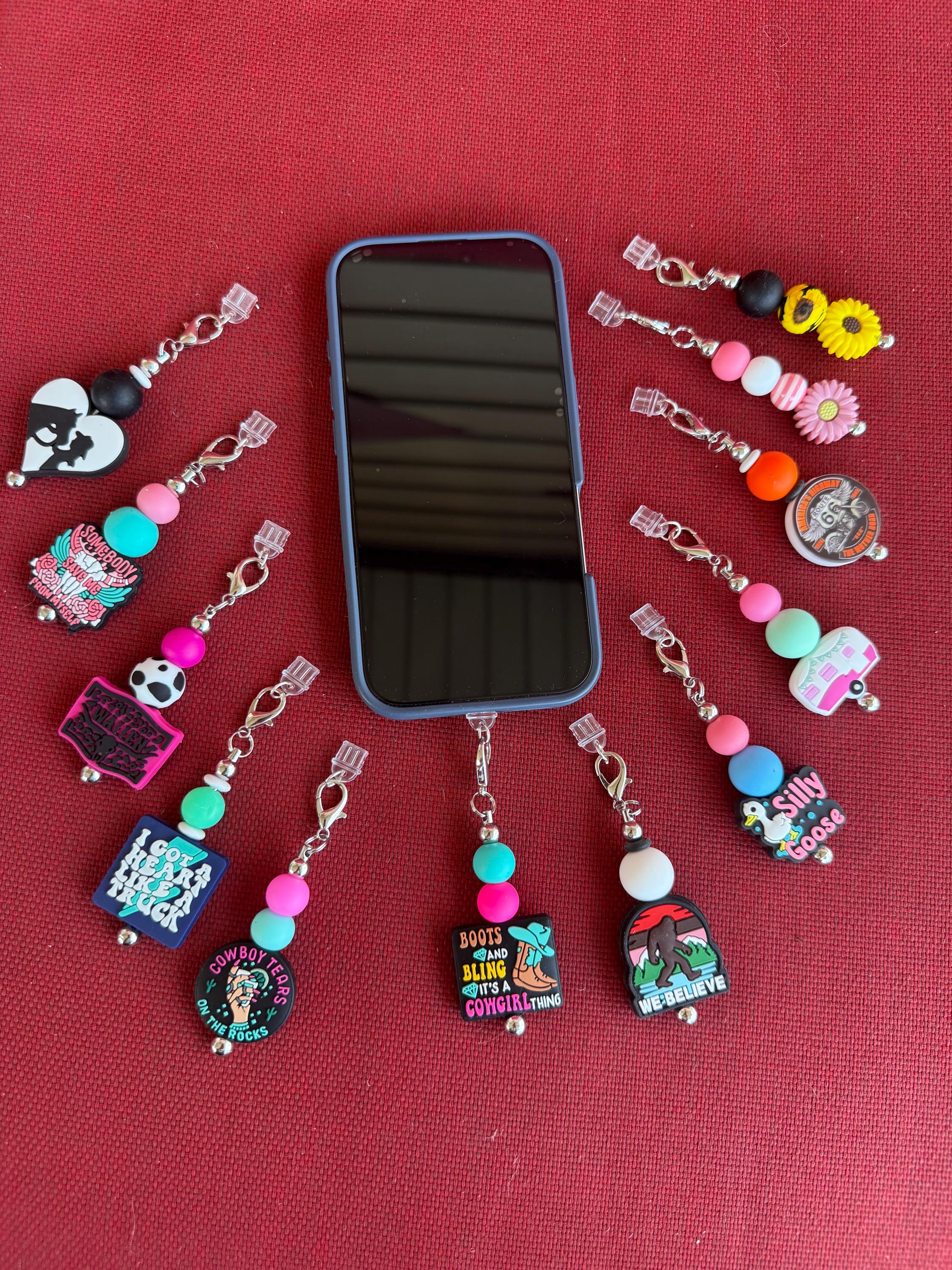 Type-C Charging Port Plug Charm – Cute Silicone Bead Dust Cover – Western, Cowgirl & Fun Styles