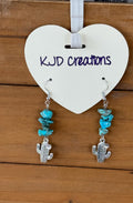 Western Boho Charm Dangle Earrings with Turquoise Accents – Cactus, Feather & Horseshoe Styles