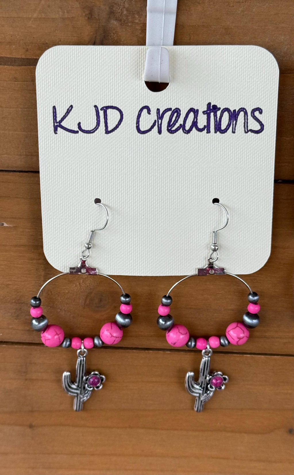 Western Boho Faux Navajo Pearl, Turquoise & Pink Beaded Charm Dangle Earrings – Cactus, Cowboy Hat & Feather Styles