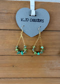 Western Boho Wire Chip Stone Teardrop Dangle Earrings – Turquoise & Green Jade