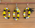 Rubber Duck & Daisy Silicone Beaded Wristlet Bracelet Keychain with Leather Tassel