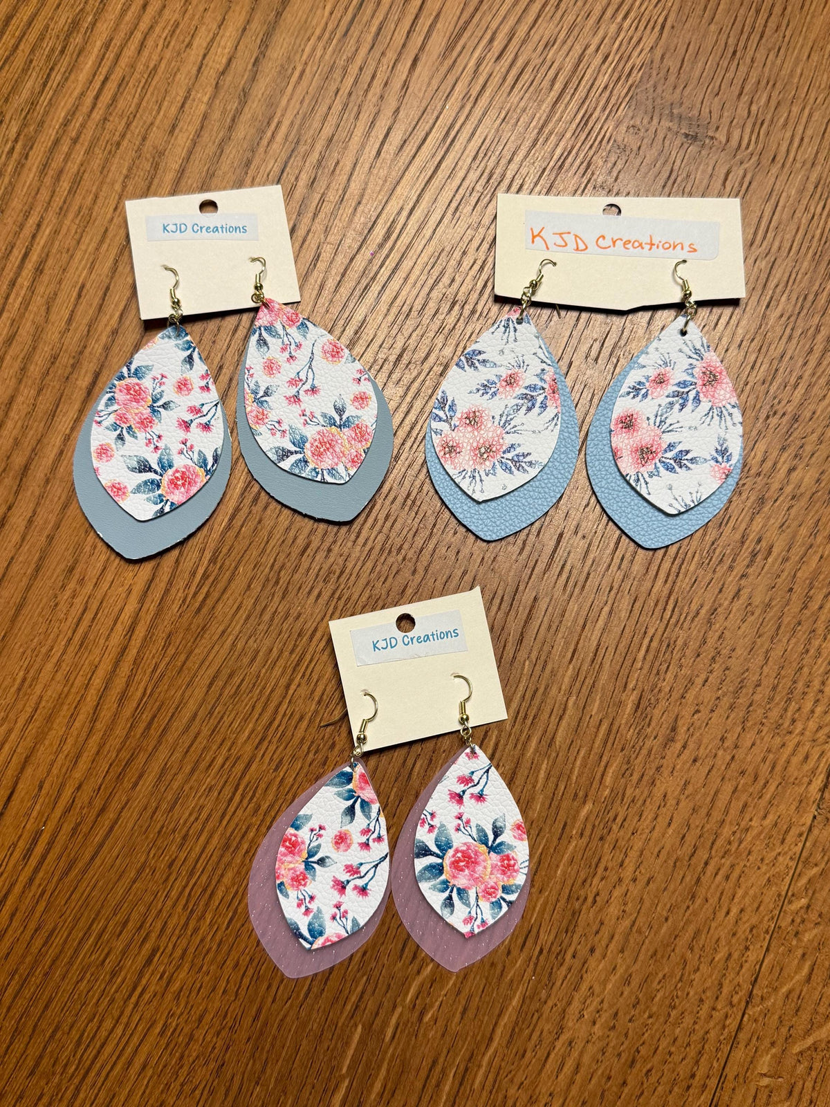 Boho Western Faux Leather Layered Teardrop Dangle Earrings – Floral & Glitter Styles