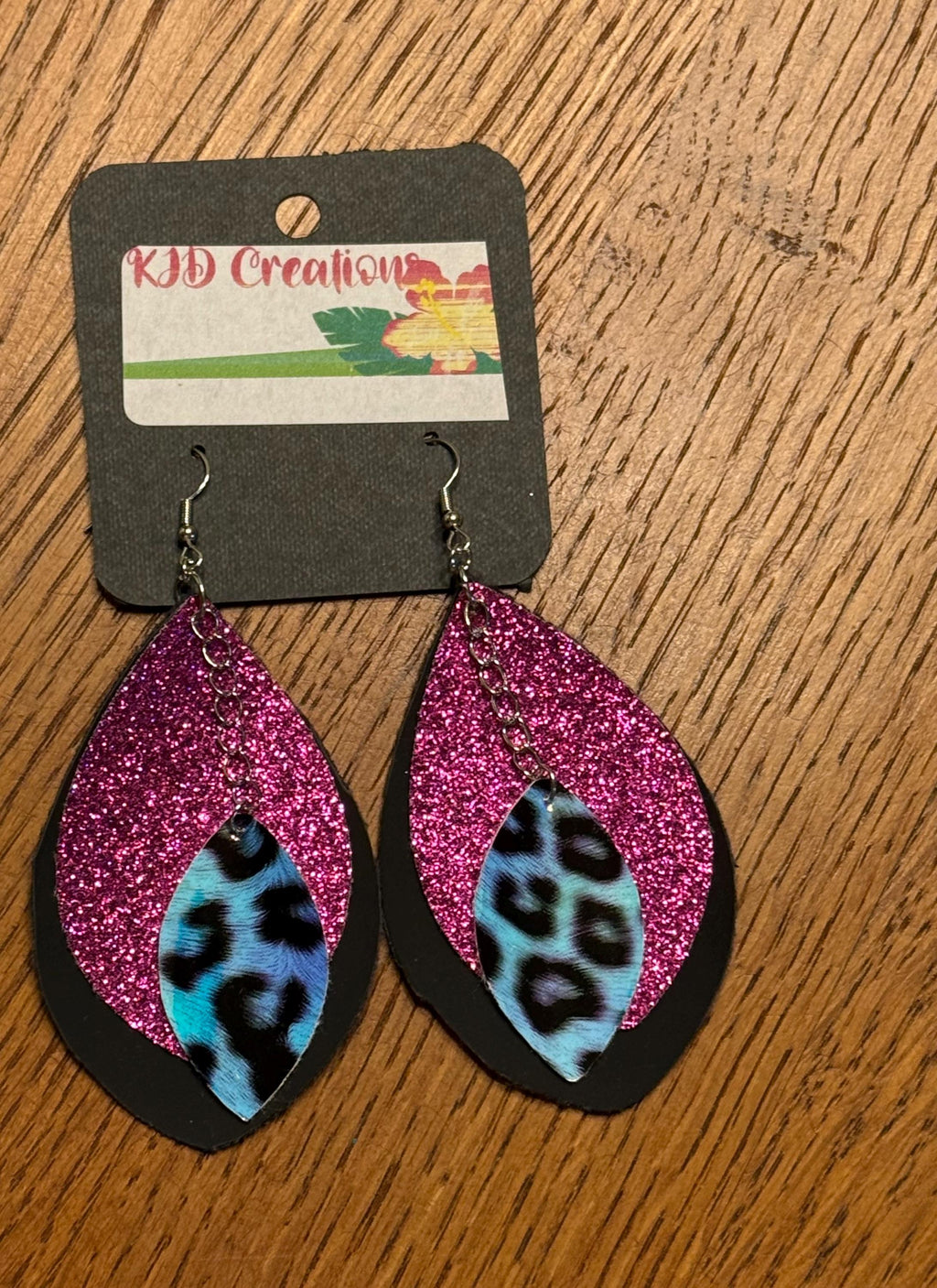 Leopard & Cheetah Animal Print Holographic Faux Leather Fringe Teardrop Dangle Earrings - Western Boho Statement