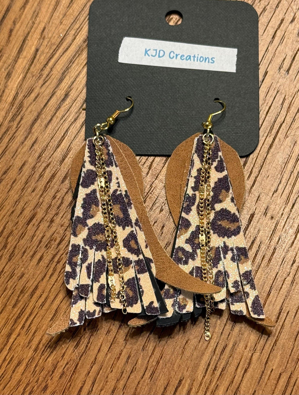 Leopard & Cheetah Animal Print Glitter Faux Leather Layered Fringe Dangle Earrings | Handmade Western Boho Statement Earrings