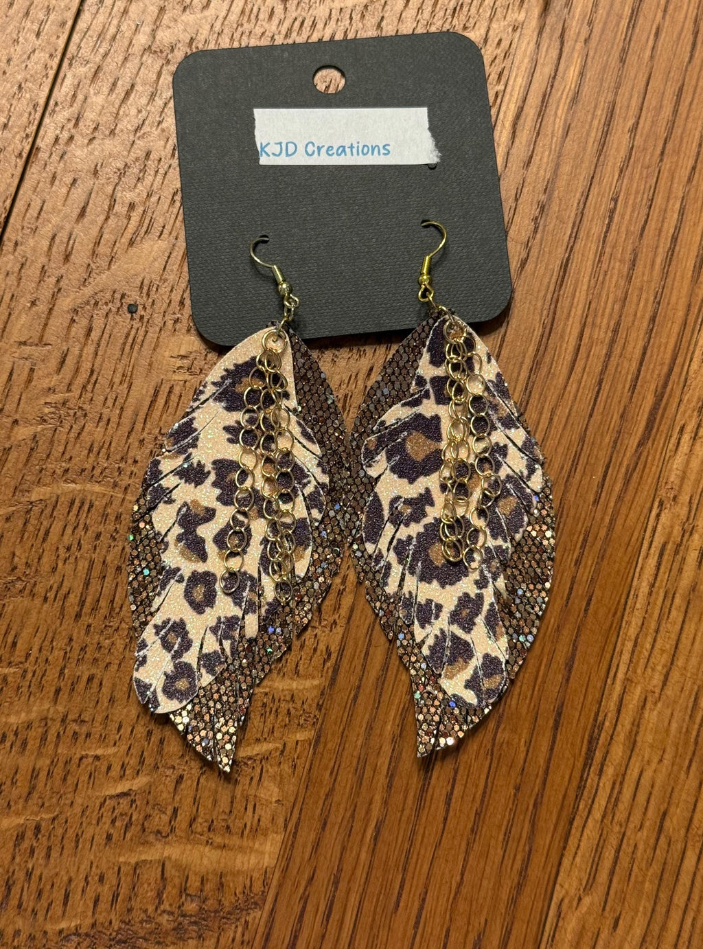 Leopard & Cheetah Animal Print Glitter Faux Leather Layered Fringe Dangle Earrings | Handmade Western Boho Statement Earrings