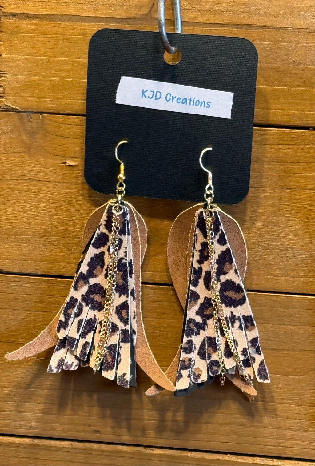 Leopard & Cheetah Animal Print Glitter Faux Leather Layered Fringe Dangle Earrings | Handmade Western Boho Statement Earrings