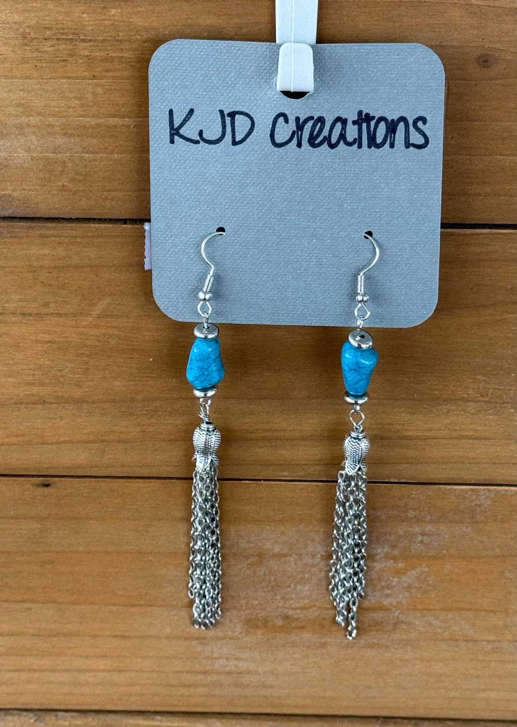 Western Boho Long Dangle Silver Chain Earrings with Turquoise Accent – Star & Stone Styles