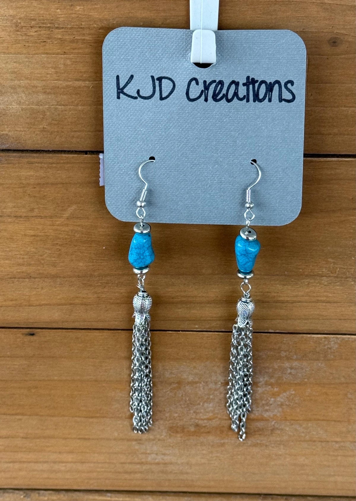 Western Boho Long Dangle Silver Chain Earrings with Turquoise Accent – Star & Stone Styles