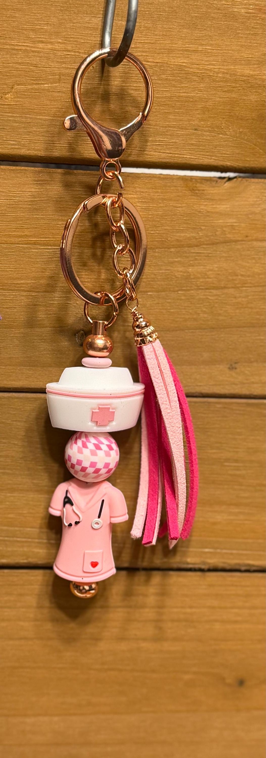 Scrub Life Silicone Beaded Keychain with Leather Tassel | Gift for Nurses, Doctors & Medical Professionals