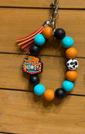 Western Silicone Beaded Wristlet Bracelet Keychain with Leather Tassel | Howdy, Sunflower, Longhorn & Country Girl