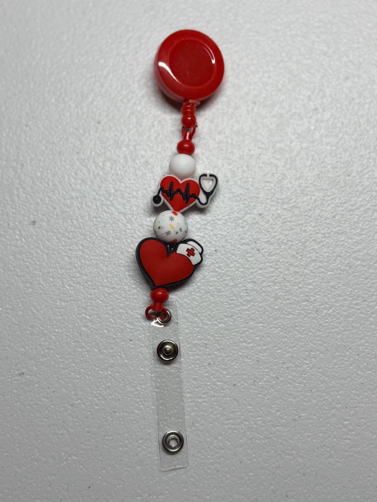 Silicone Beaded Retractable Badge Reel ID Holder for Nurses, Doctors & Healthcare Workers