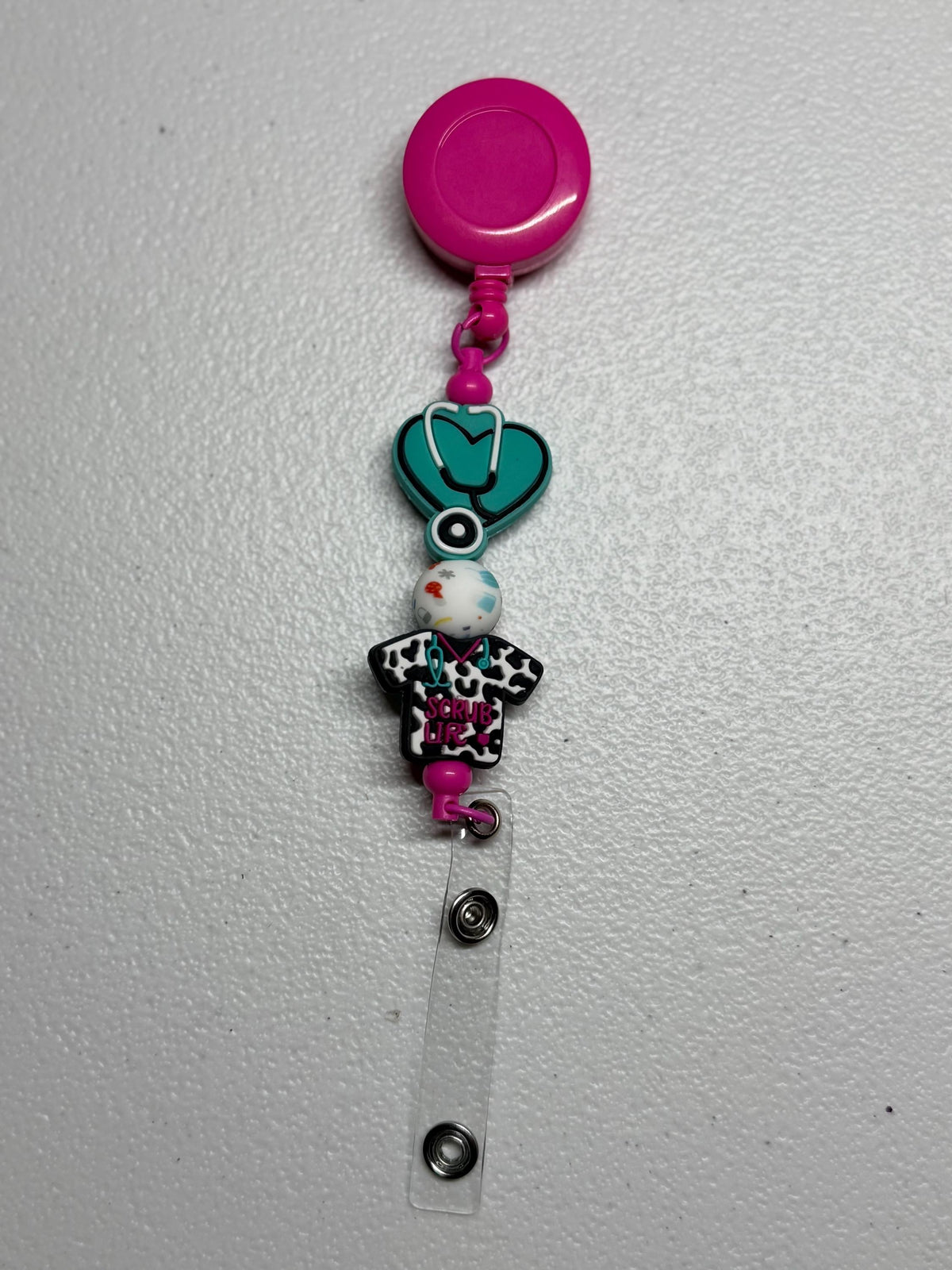 Silicone Beaded Retractable Badge Reel ID Holder for Nurses, Doctors & Healthcare Workers