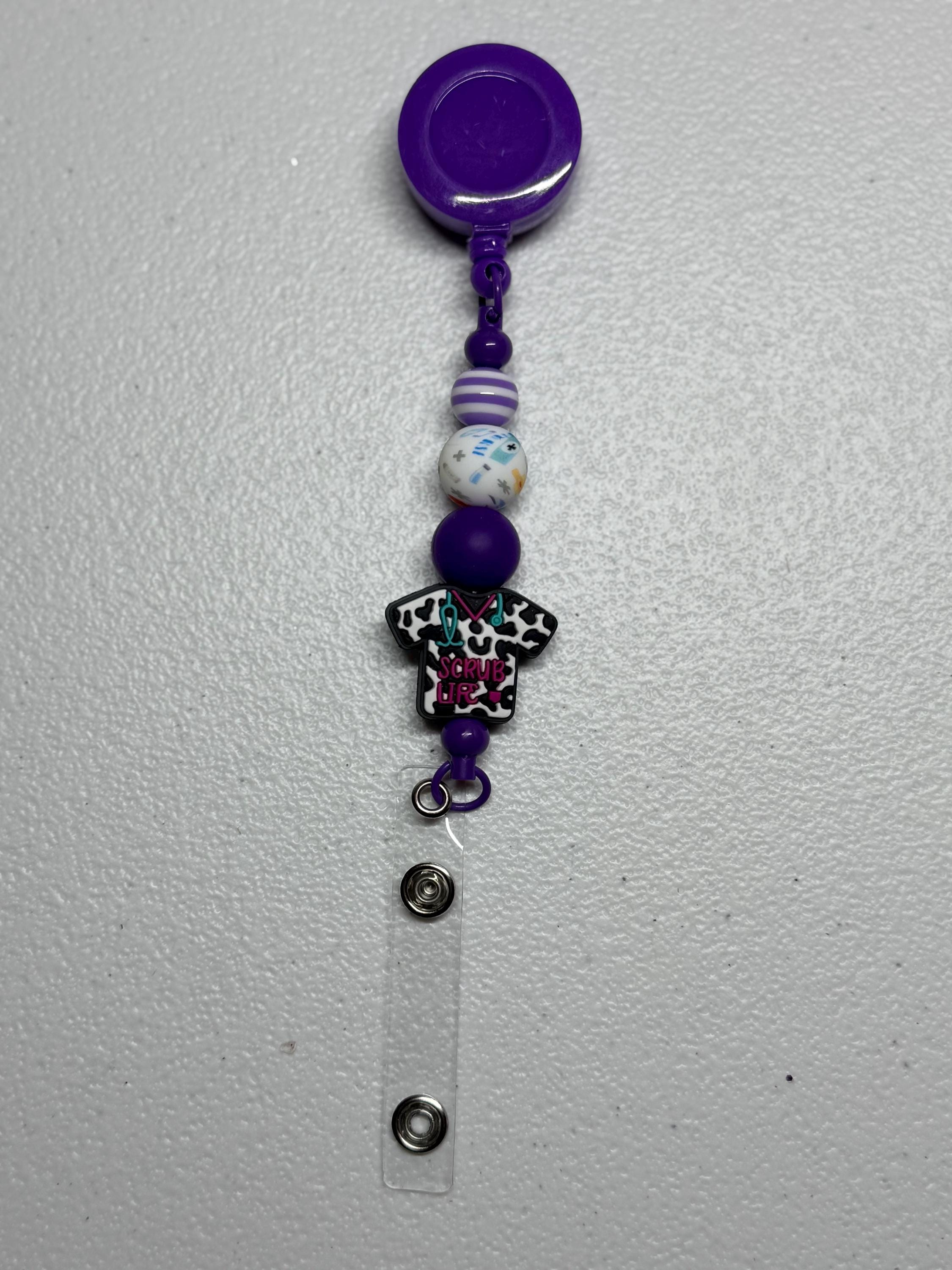 Silicone Beaded Retractable Badge Reel ID Holder for Nurses, Doctors & Healthcare Workers