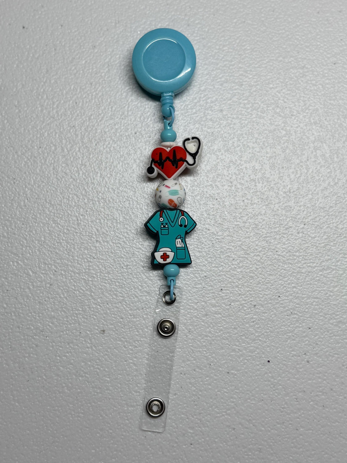 Silicone Beaded Retractable Badge Reel ID Holder for Nurses, Doctors & Healthcare Workers