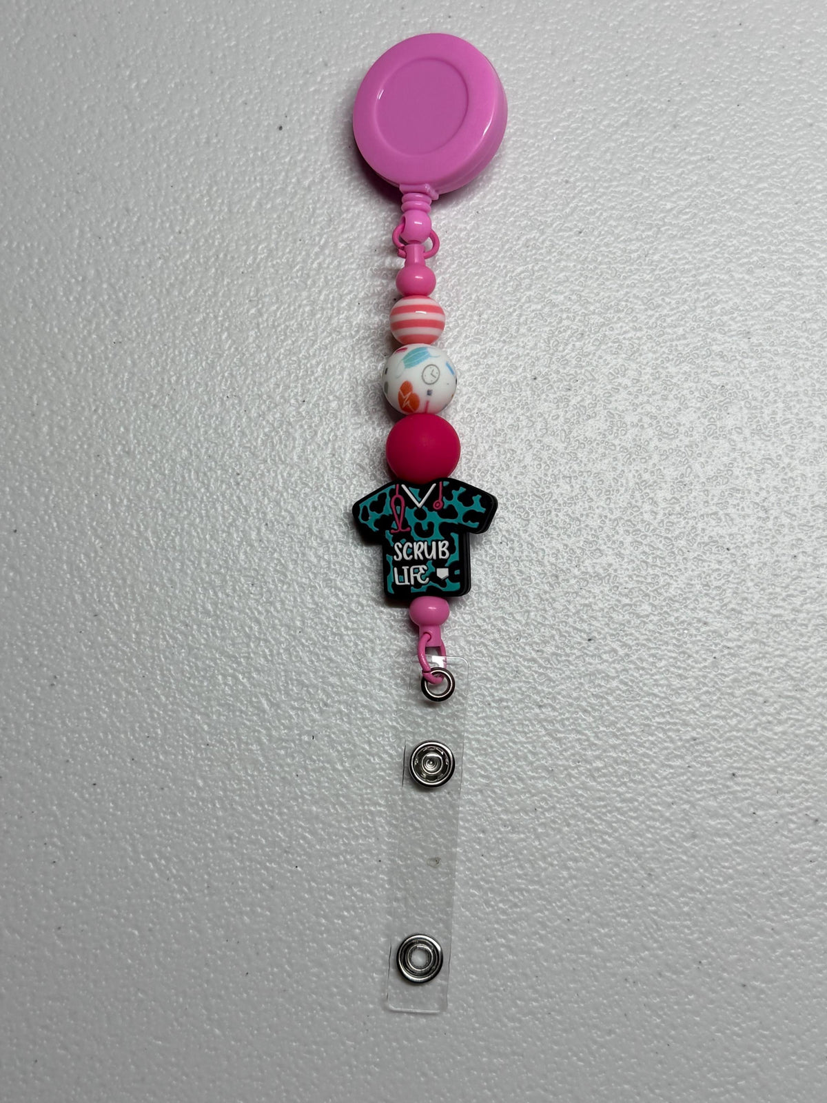 Silicone Beaded Retractable Badge Reel ID Holder for Nurses, Doctors & Healthcare Workers