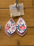 Boho Western Faux Leather Layered Teardrop Dangle Earrings – Floral & Glitter Styles