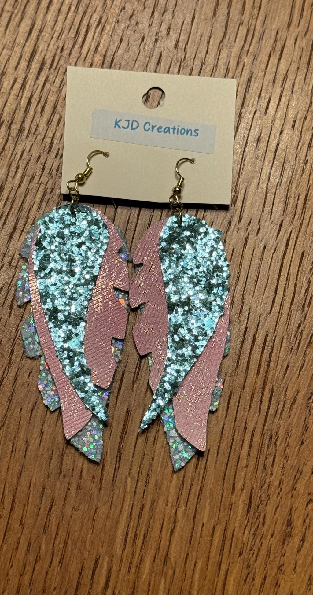 Boho Western Faux Glitter Leather Feather Dangle Earrings - Pink, Blue & Teal