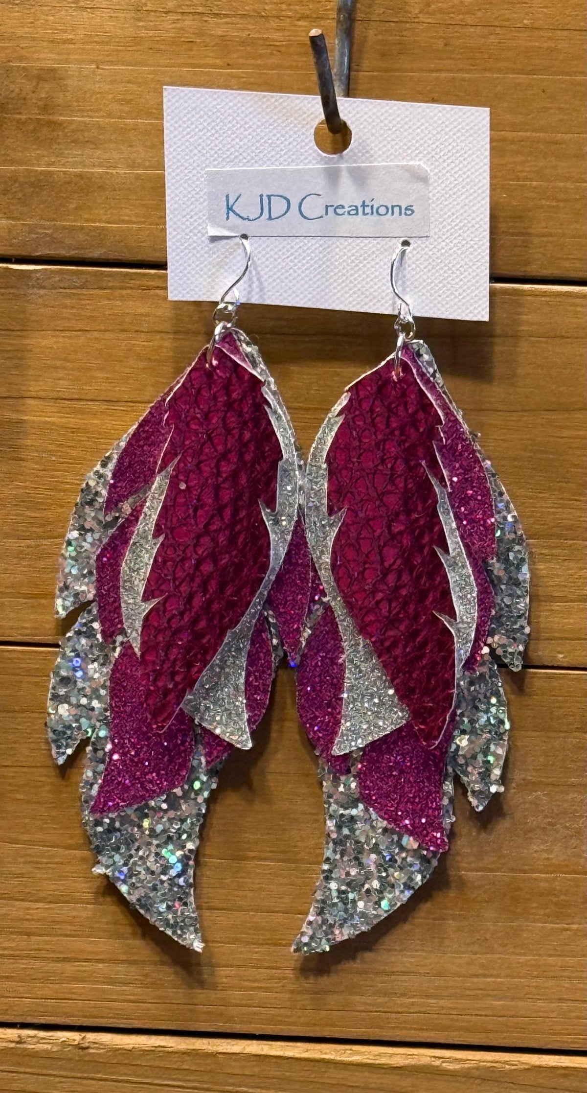 Boho Western Layered Feather-Shaped Faux Leather Dangle Earrings - Purple, Lavender & Silver