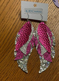 Boho Western Layered Feather-Shaped Faux Leather Dangle Earrings - Purple, Lavender & Silver